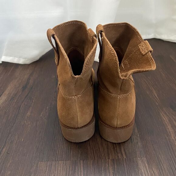 Lucky Brand Brown Tan Suede Leather Ankle Boots Size 6.5 EUC - Picture 2 of 9